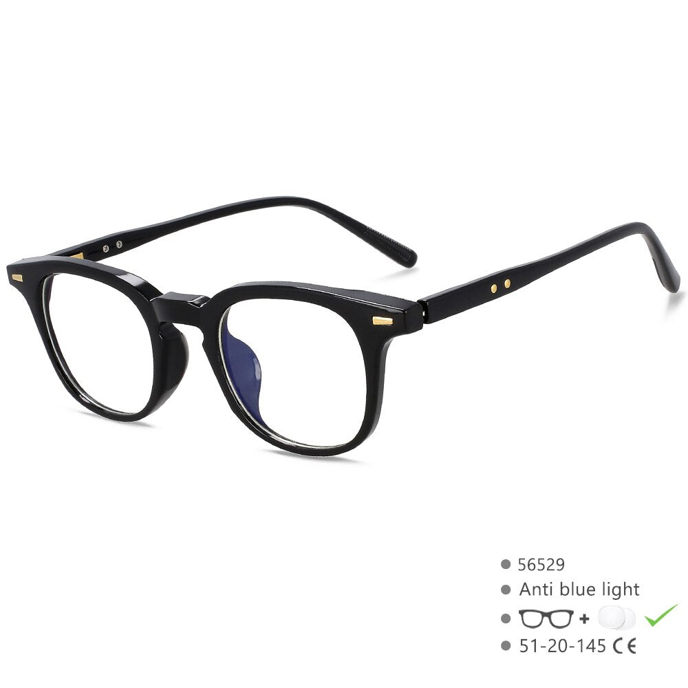 CCspace Unisex Full Rim Square PC Plastic Eyeglasses 56529 Full Rim CCspace C1BrightBlack