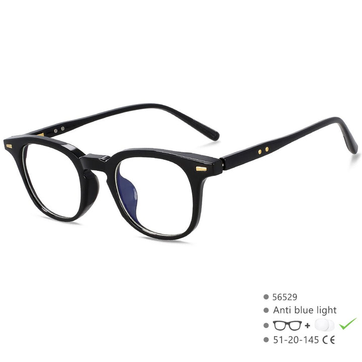 CCspace Unisex Full Rim Square PC Plastic Eyeglasses 56529 Full Rim CCspace C1BrightBlack