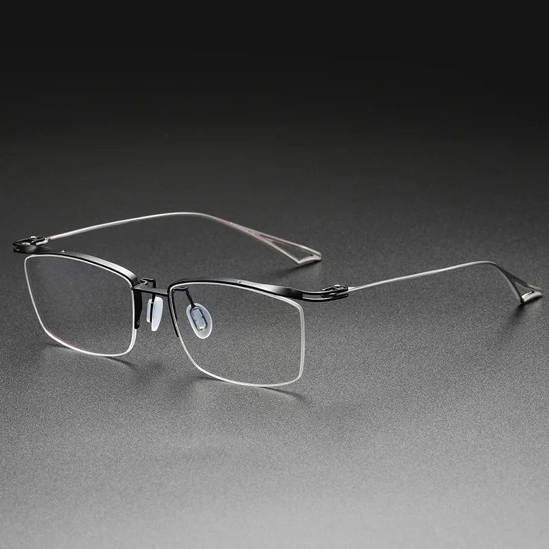 Aimee Unisex Semi Rim Square Brow Line Titanium Eyeglasses 3817 Semi Rim Aimee Blue-Gun