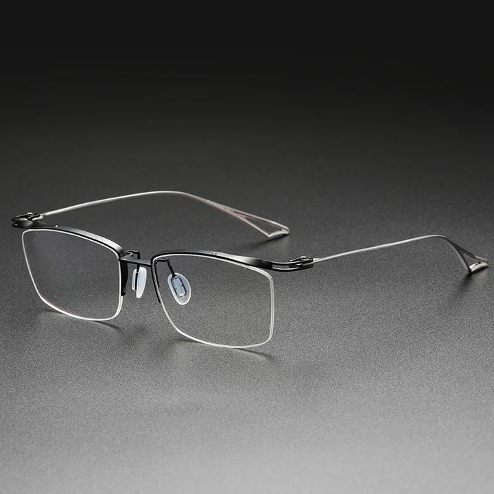 Aimee Unisex Semi Rim Square Brow Line Titanium Eyeglasses 3817 Semi Rim Aimee Blue-Gun