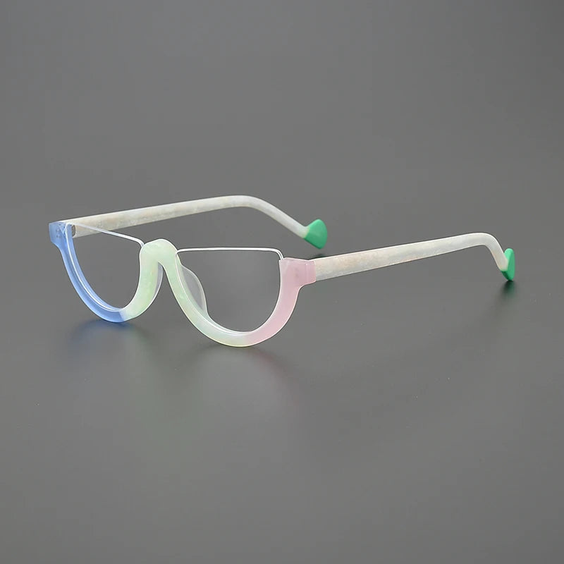 Hewei Unisex Semi Rim Oval Cat Eye Acetate Eyeglasses 9361 Semi Rim Hewei C2 CHINA