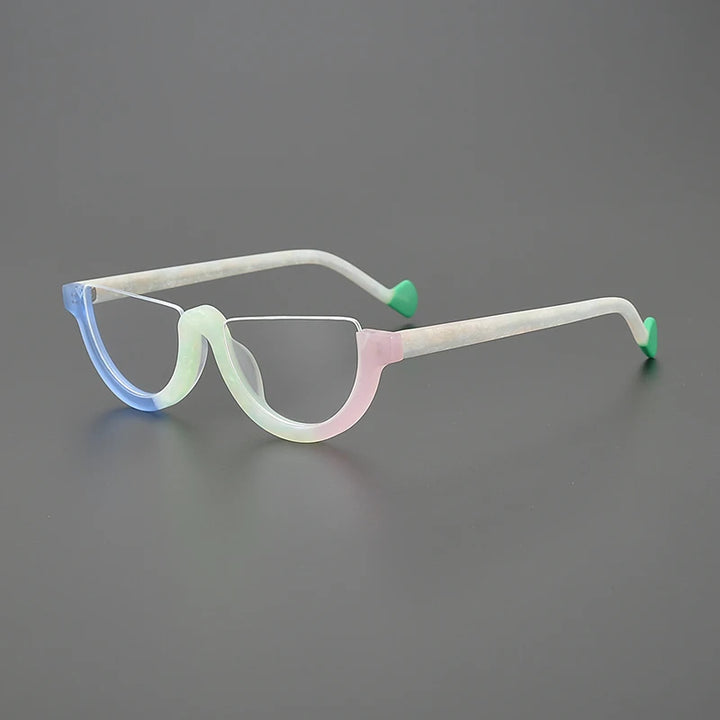 Hewei Unisex Semi Rim Oval Cat Eye Acetate Eyeglasses 9361 Semi Rim Hewei C2 CHINA