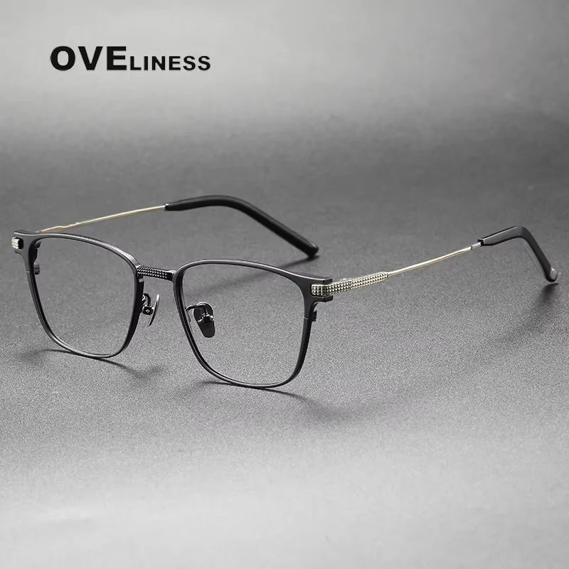 Oveliness Unisex Full Rim Square Acetate Titanium Eyeglasses 39027