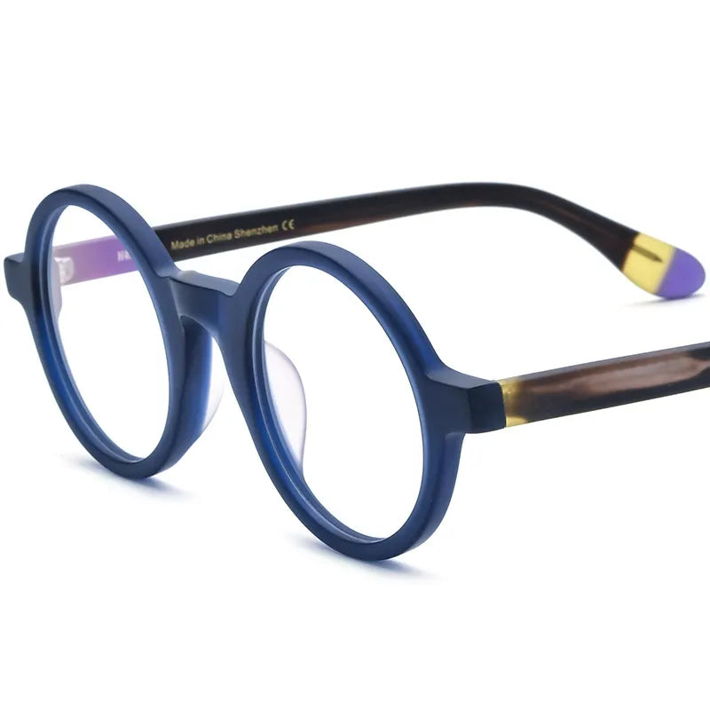 CCspace Unisex Full Rim Round Acetate Eyeglasses 56919 Full Rim CCspace C4Blue