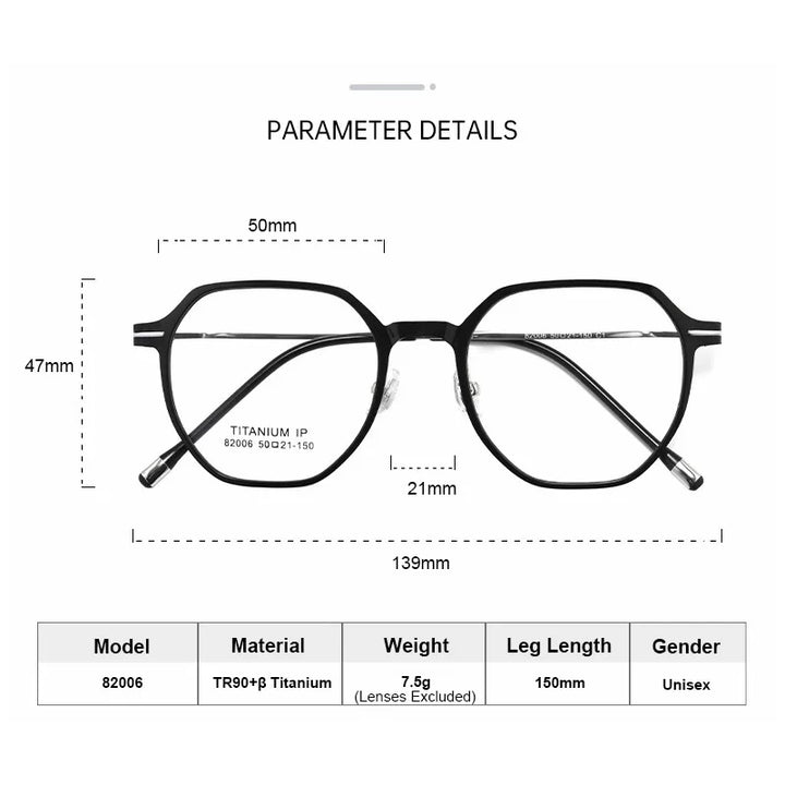 Gmei Women's Full Rim Flat Top Polygon Tr 90 Titanium Eyeglasses 82006