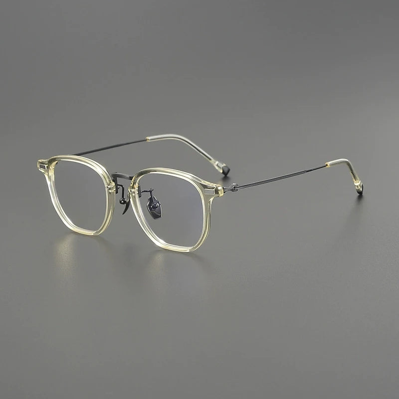 Gatenac Unisex Full Rim Oval Square Acetate Titanium Eyeglasses G8002