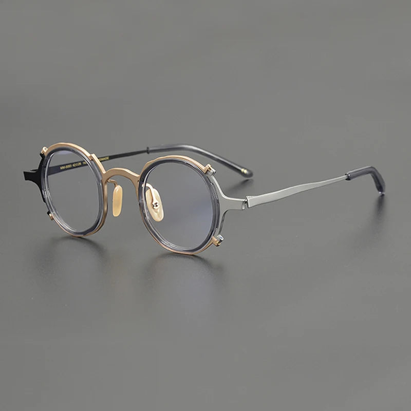 Gatenac Unisex Full Rim Round Titanium Eyeglasses Gxyj1213 Full Rim Gatenac Gray