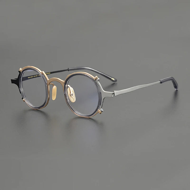 Gatenac Unisex Full Rim Round Titanium Eyeglasses Gxyj1213 Full Rim Gatenac Gray