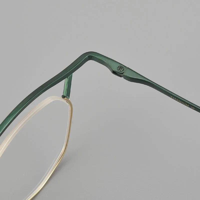 Muzz Unisex Full Rim Small Brow Line Polygon Titanium Eyeglasses Mu004 Full Rim Muzz