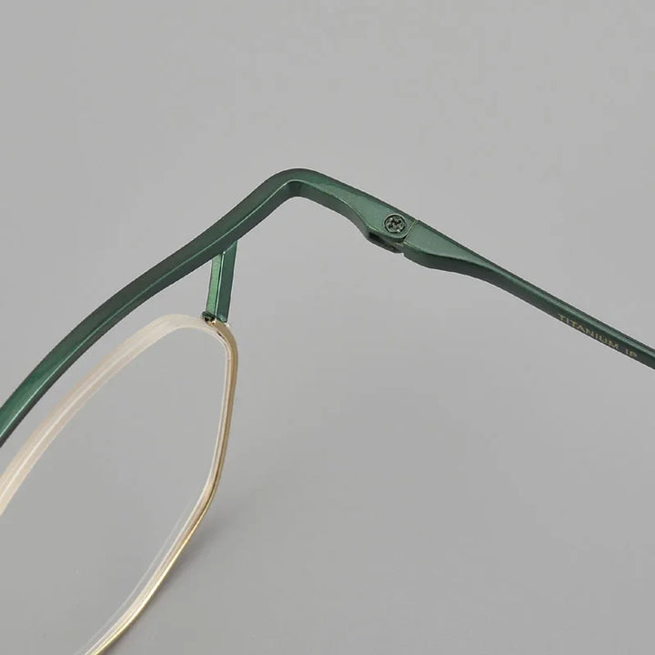 Muzz Unisex Full Rim Small Brow Line Polygon Titanium Eyeglasses Mu004 Full Rim Muzz