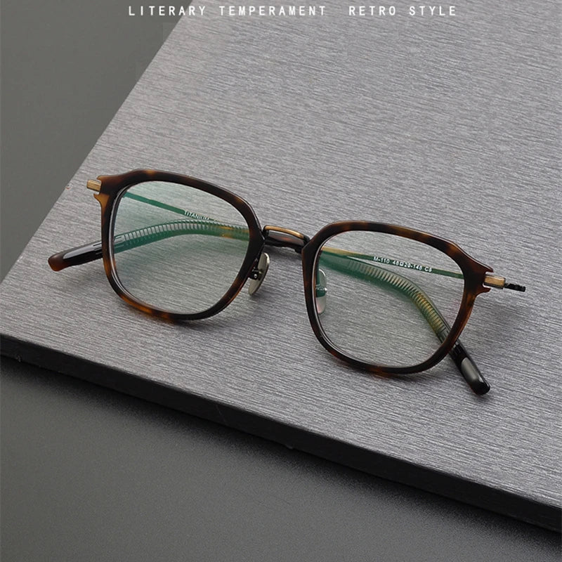 Black Mask Women's Full Rim Square Acetate Titanium Eyeglasses M110 Full Rim Black Mask