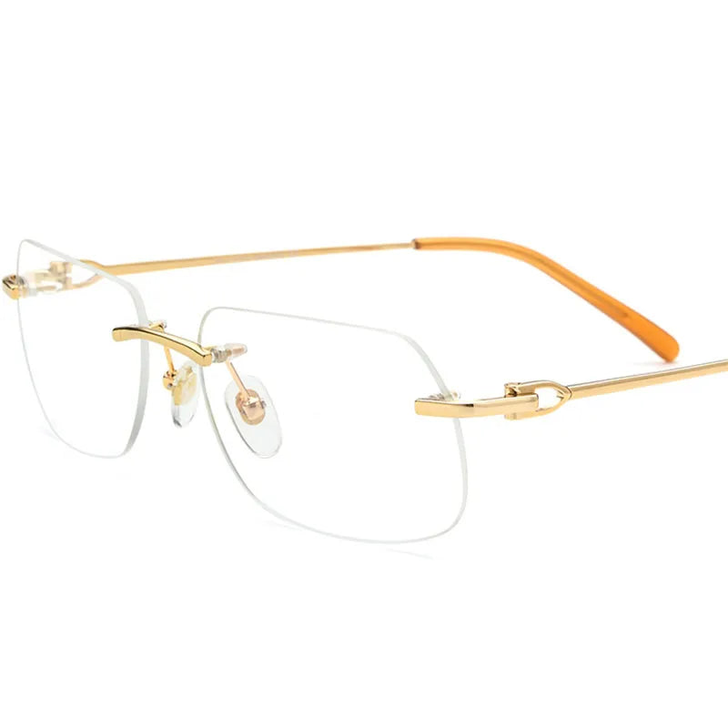 Hdcrafter Men's Rimless Square Titanium Eyeglasses 150253