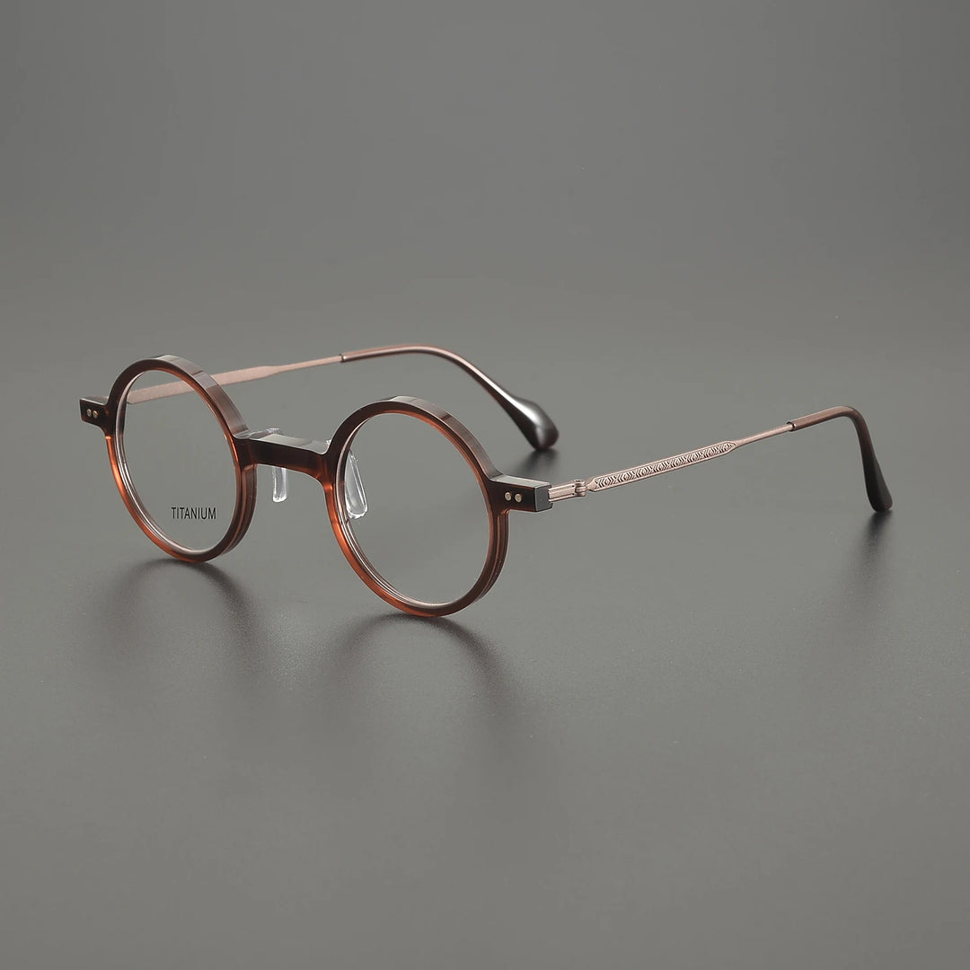 Nobler Unisex Full Rim Round Acetate Titanium Eyeglasses 396100