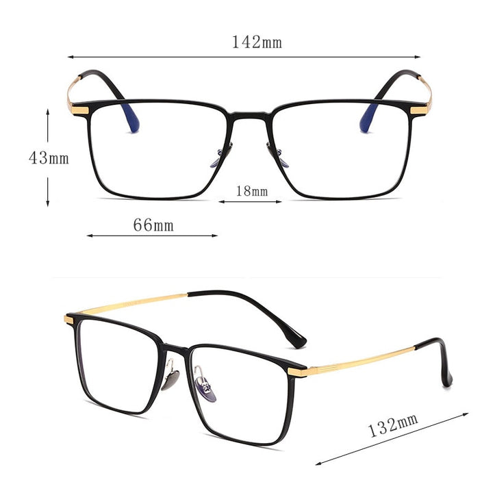 Hdcrafter Unisex Full Rim Square Titanium Eyeglasses 20247 Full Rim Hdcrafter Eyeglasses