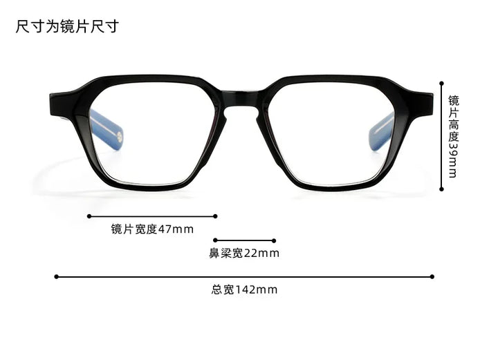 Nobler Unisex Full Rim Flat Top Polygon Acetate Eyeglasses 841050 Full Rim Nobler