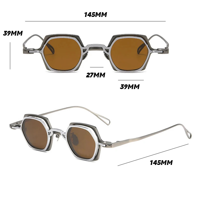 Gatenac Unisex Full Rim Polygon Titanium Eyeglasses Clip On Sunglasses 1511 Clip On Sunglasses Gatenac