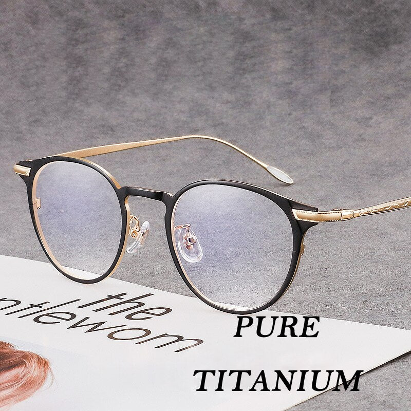 KatKani Unisex Full Rim Round Titanium Eyeglasses 061 Full Rim KatKani Eyeglasses   