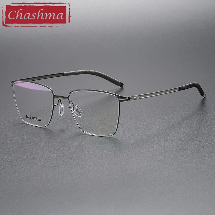 Chashma Ottica Men's Full Rim Square Titanium Eyeglasses 408 Full Rim Chashma Ottica Light Gray  