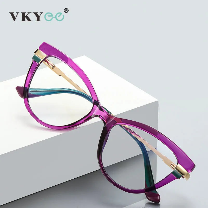 Vicky Women's Full Rim Tr 90 Stainless Steel Square Cat Eye Reading Glasses 2113 Reading Glasses Vicky   