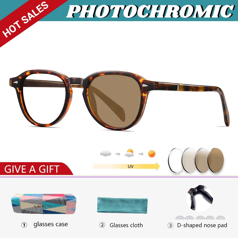 Vicky Unisex Full Rim Square Acetate Myopic Reading Glasses 31101 Reading Glasses Vicky -2.50 31101photochromic-C2