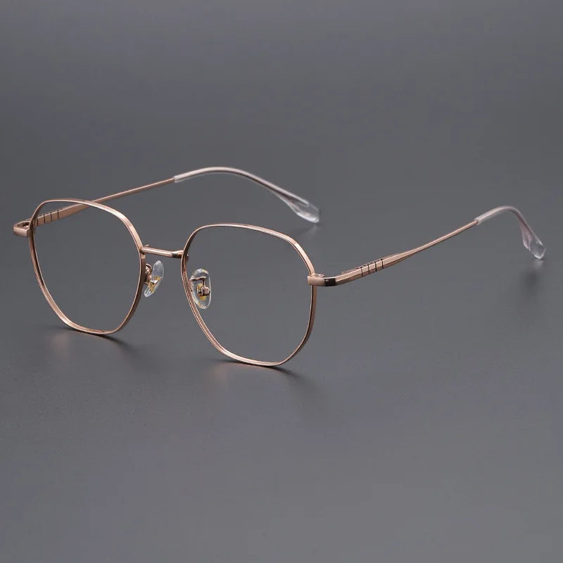 Momoja Unisex Full Rim Flat Top Polygon Titanium Eyeglasses 71280