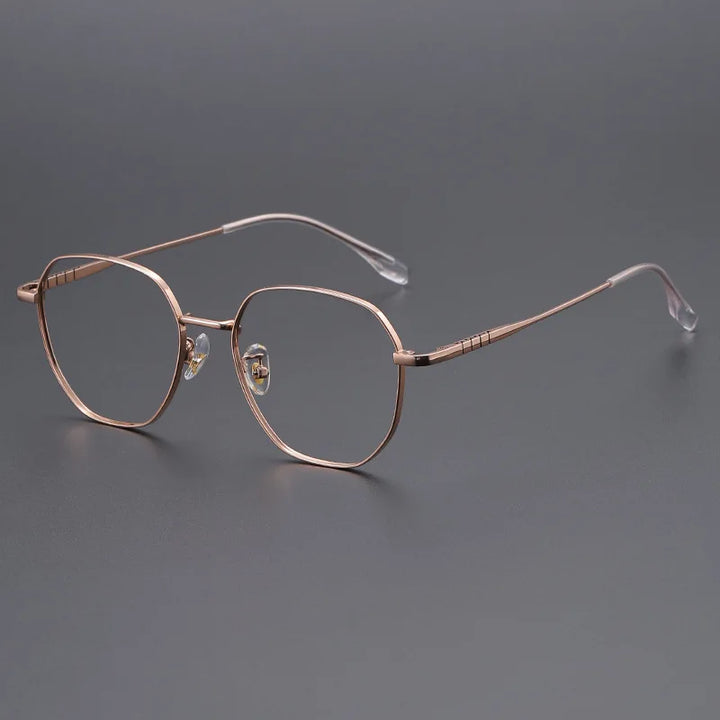 Momoja Unisex Full Rim Flat Top Polygon Titanium Eyeglasses 71280