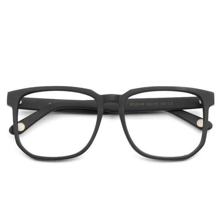 Cubojue Unisex Oversized Square Acetate Eyeglasses PS5104 Frame Cubojue matte black no function lens 0 