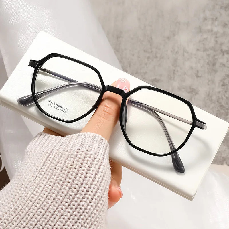 Xbora Women's Full Rim Polygon Square Tr 90 Titanium Eyeglasses 9915