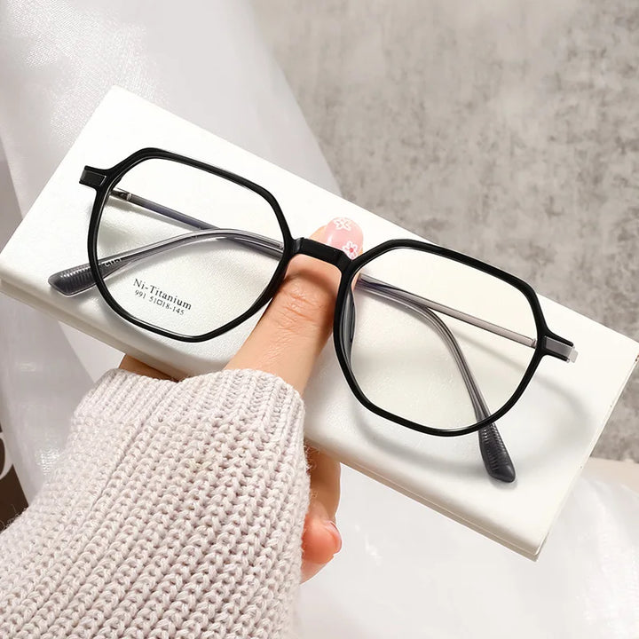 Xbora Women's Full Rim Polygon Square Tr 90 Titanium Eyeglasses 9915