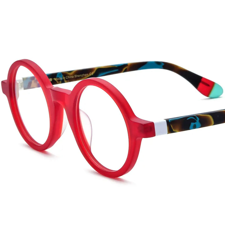CCspace Unisex Full Rim Round Acetate Eyeglasses 56919 Full Rim CCspace C2Red
