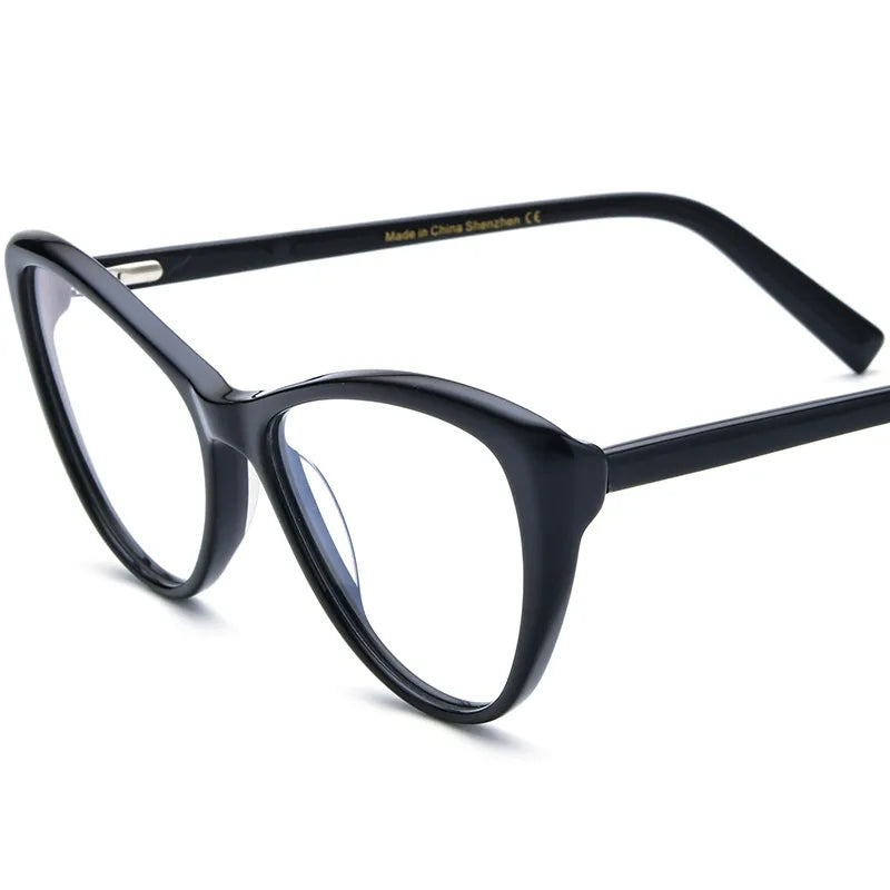 CCspace Unisex Full Rim Cat Eye Acetate Eyeglasses 56917 Full Rim CCspace C4Black