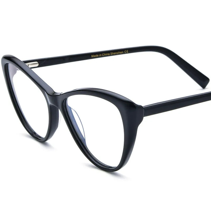 CCspace Unisex Full Rim Cat Eye Acetate Eyeglasses 56917 Full Rim CCspace C4Black