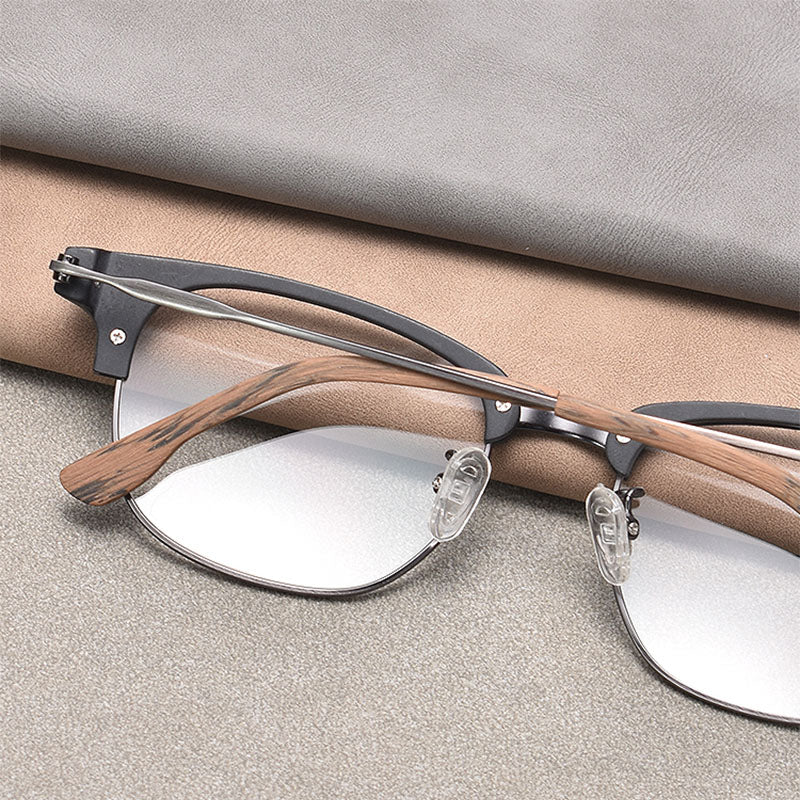 Hdcrafter Men's Full Rim Square Wood Eyeglasses GA00345 Full Rim Hdcrafter Eyeglasses