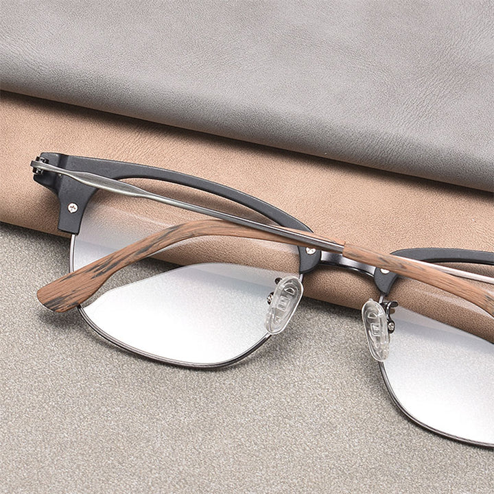 Hdcrafter Men's Full Rim Square Wood Eyeglasses GA00345 Full Rim Hdcrafter Eyeglasses