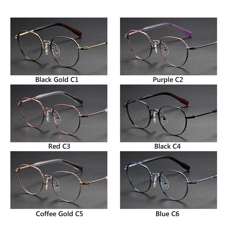 Oveliness Unisex Full Rim Flat Top Round Titanium Eyeglasses 80935 Full Rim Oveliness