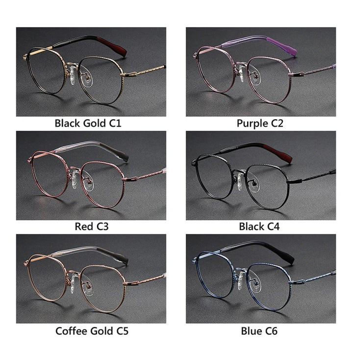 Oveliness Unisex Full Rim Flat Top Round Titanium Eyeglasses 80935 Full Rim Oveliness