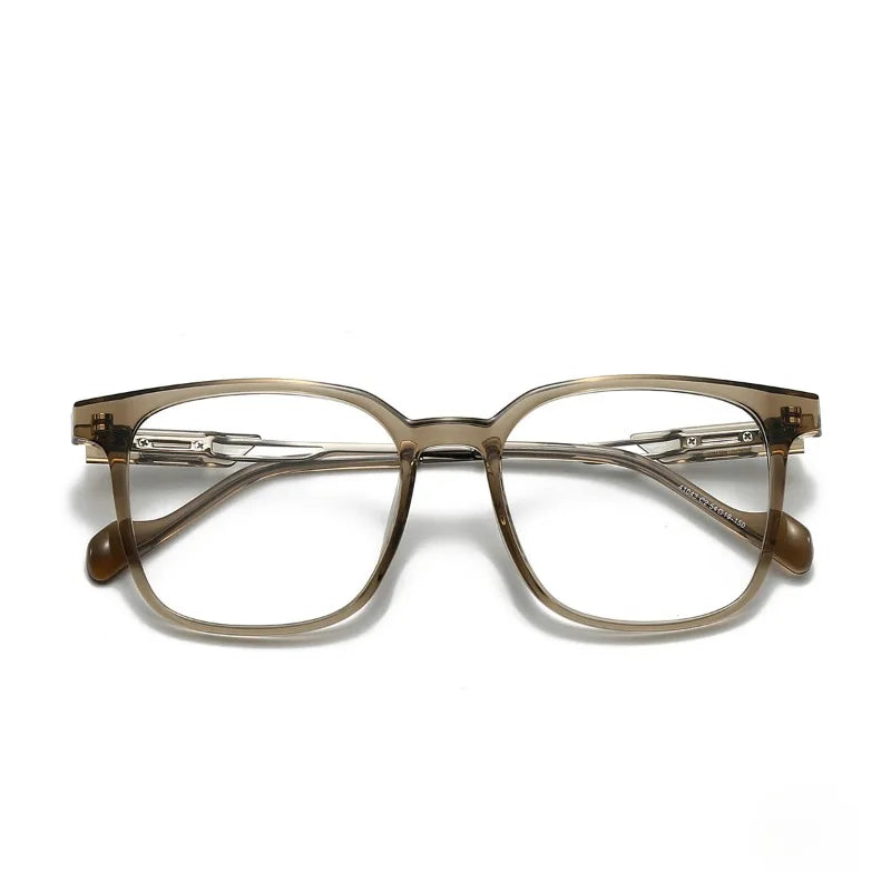 Hewei Unisex Full Rim Square Acetate Titanium Eyeglasses 41043