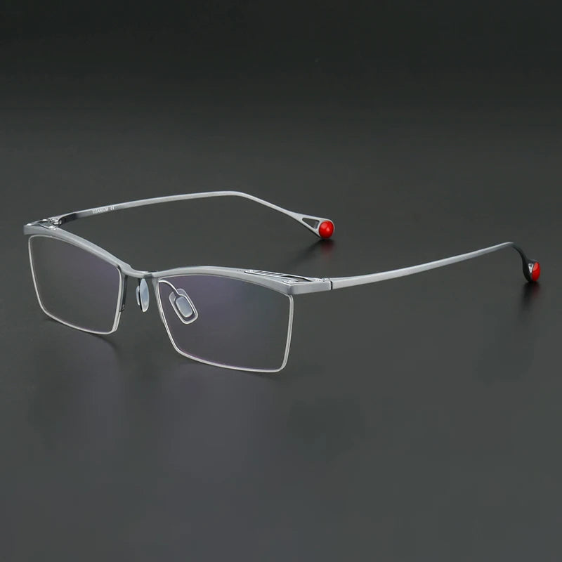 Muzz Unisex Semi Rim Square Brow Line Titanium Eyeglass 817113