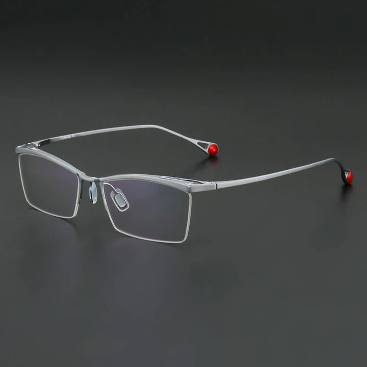 Muzz Unisex Semi Rim Square Brow Line Titanium Eyeglass 817113
