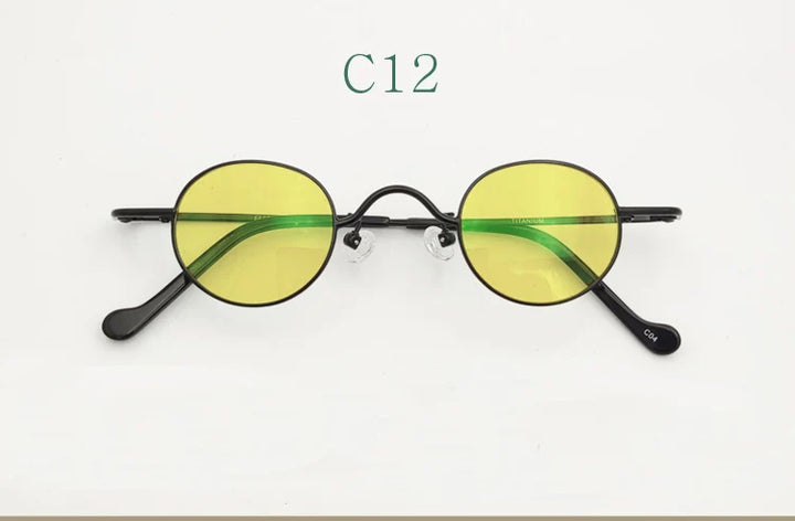 Yujo Unisex Full Rim Small Round Titanium Polarized Sunglasses 3629s Sunglasses Yujo C12 CHINA