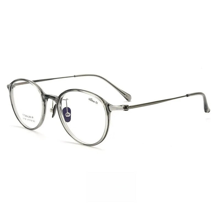 Yimaruili Unisex Full Rim Round Tr 90 Titanium Eyeglasses 7g L9108y Full Rim Yimaruili Eyeglasses Transparent Gray