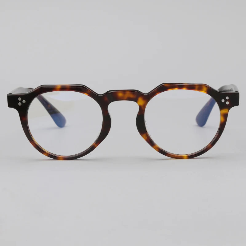 Hewei Unisex Full RIm Flat Top Polygon Acetate Eyeglasses 0028 Full Rim Hewei red tortoise