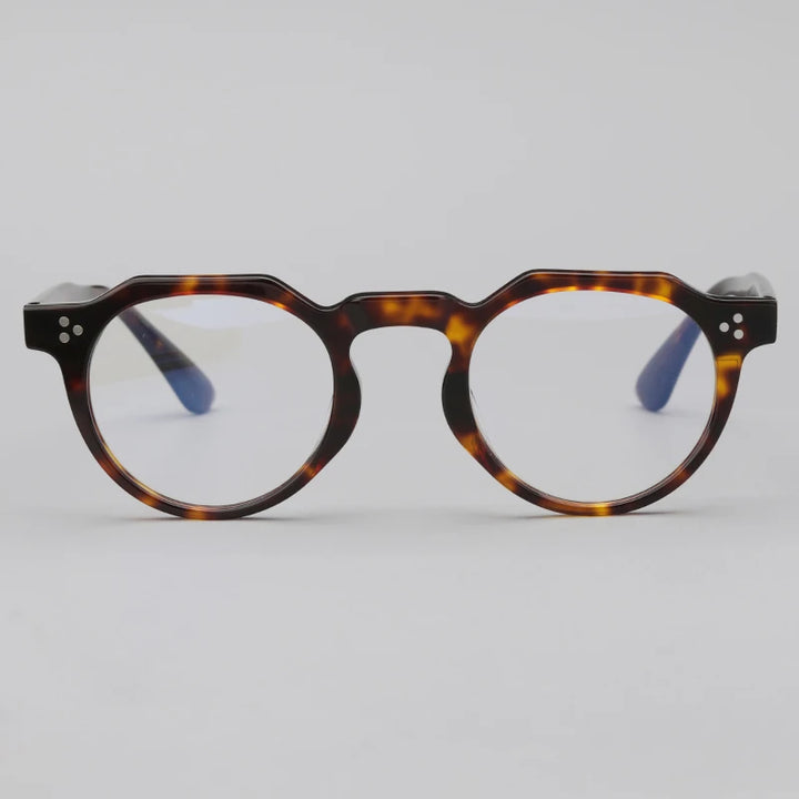Hewei Unisex Full RIm Flat Top Polygon Acetate Eyeglasses 0028 Full Rim Hewei red tortoise