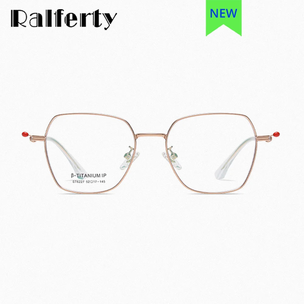 Ralferty Women's Full Rim Polygon Titanium Eyeglasses R6227 Full Rim Ralferty