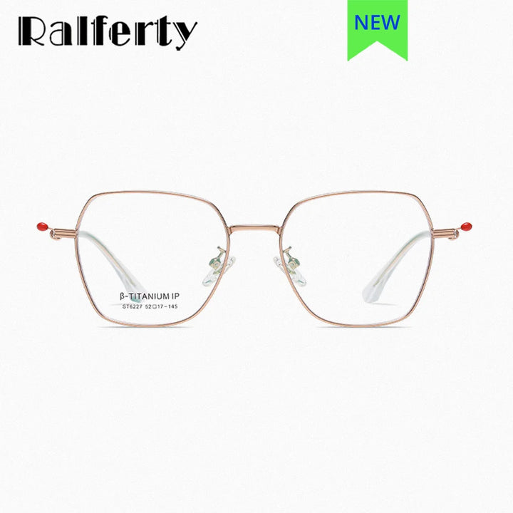 Ralferty Women's Full Rim Polygon Titanium Eyeglasses R6227 Full Rim Ralferty
