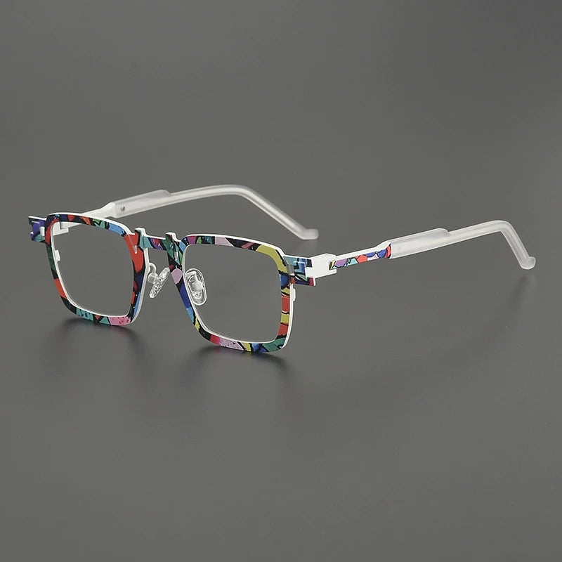 Gatenac Unisex Full Rim Square Titanium Acetate Eyeglasses Gxyj5910