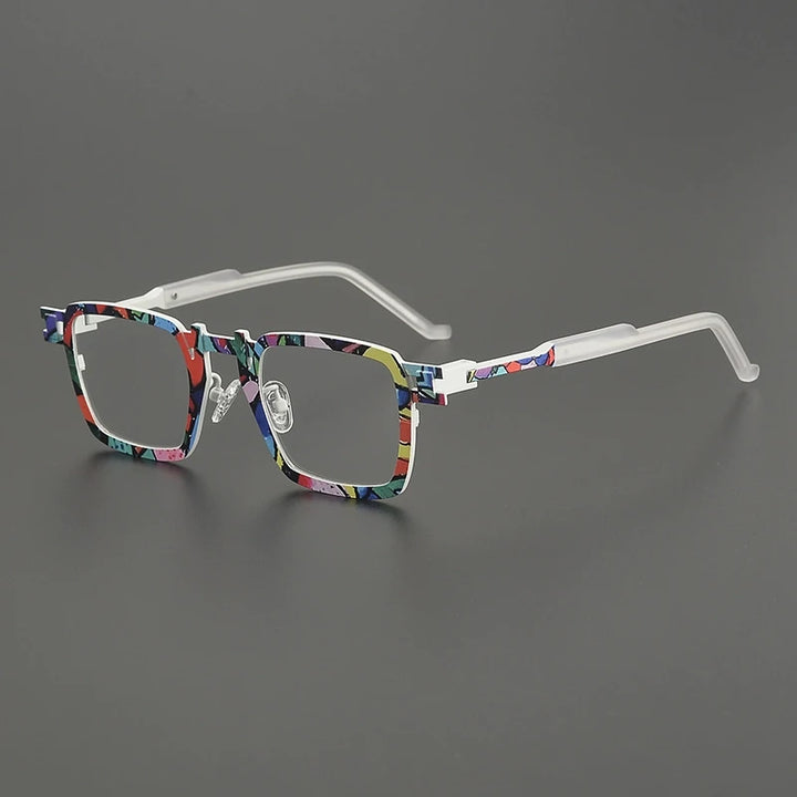 Gatenac Unisex Full Rim Square Titanium Acetate Eyeglasses Gxyj5910