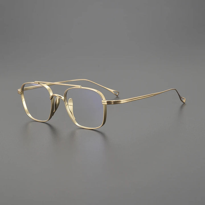 Black Mask Unisex Full Rim Square Double Bridge Titanium Eyeglasses K9501 Full Rim Black Mask Gold