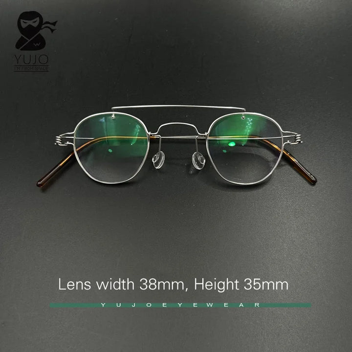 Yujo Unisex Full Rim Round Double Bridge Screwless Steel Eyeglasses 3838 Full Rim Yujo