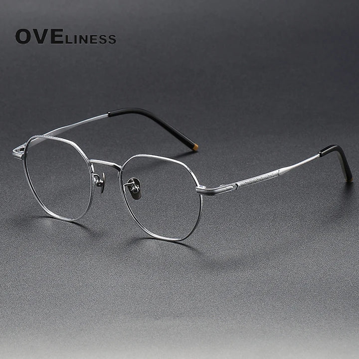 Oveliness Unisex Full Rim Polygon Titanium Eyeglasses 80882 Full Rim Oveliness silver